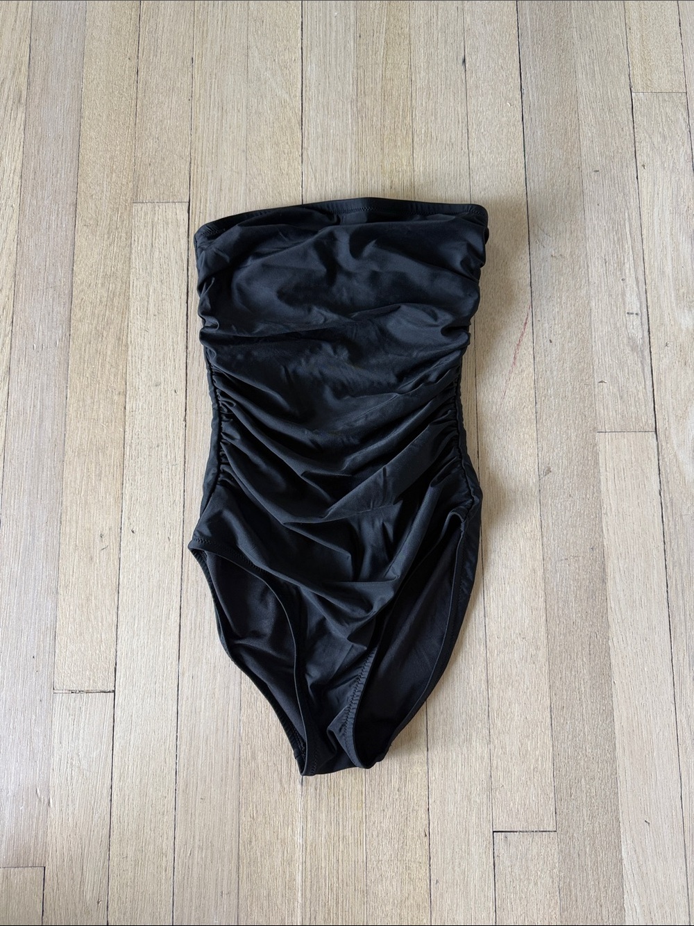 JCREW Black Strapless Ruched One-Piece Swim Suit size 0
